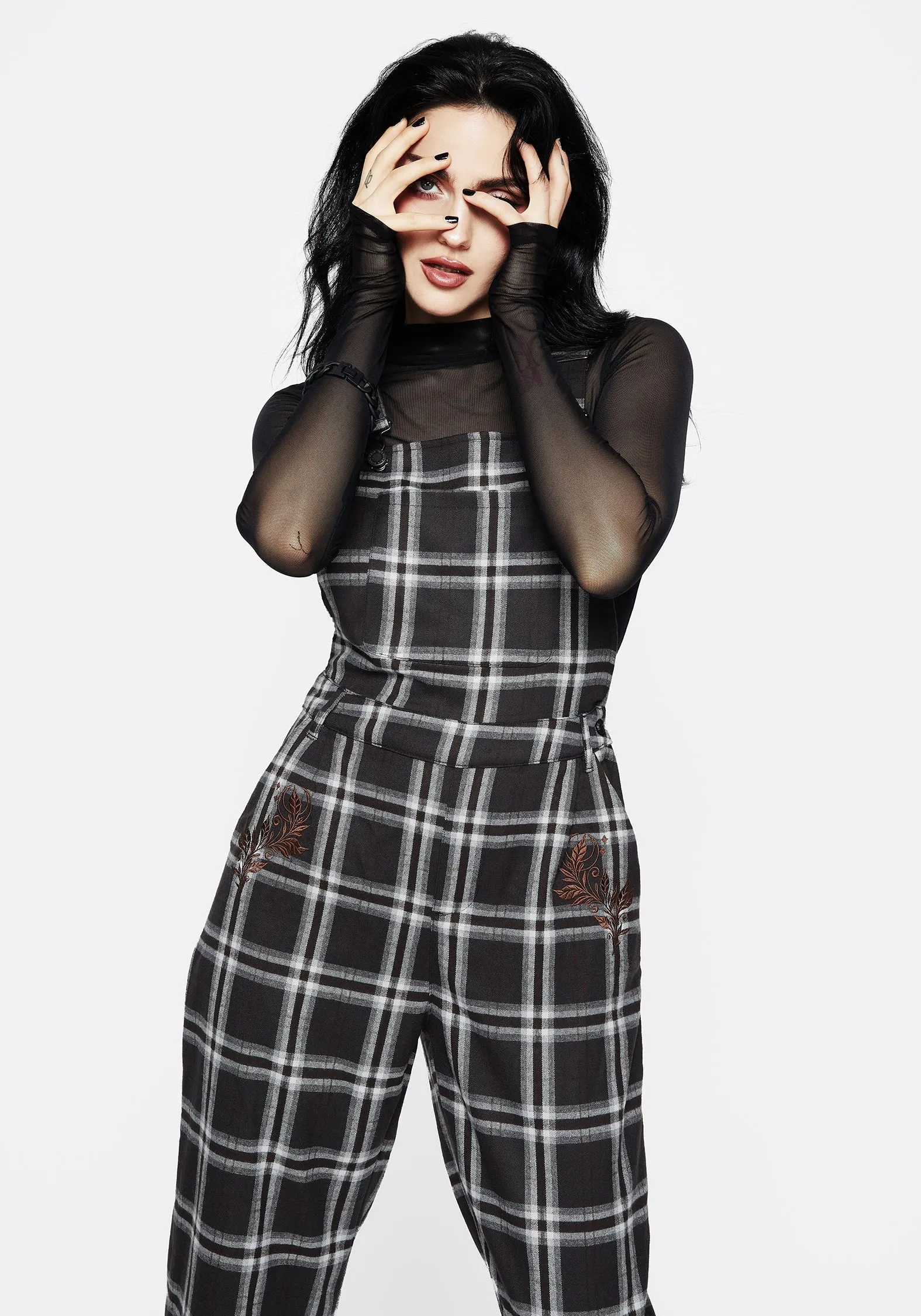 Persimmon Embroidered Check Dungarees Air Comfort