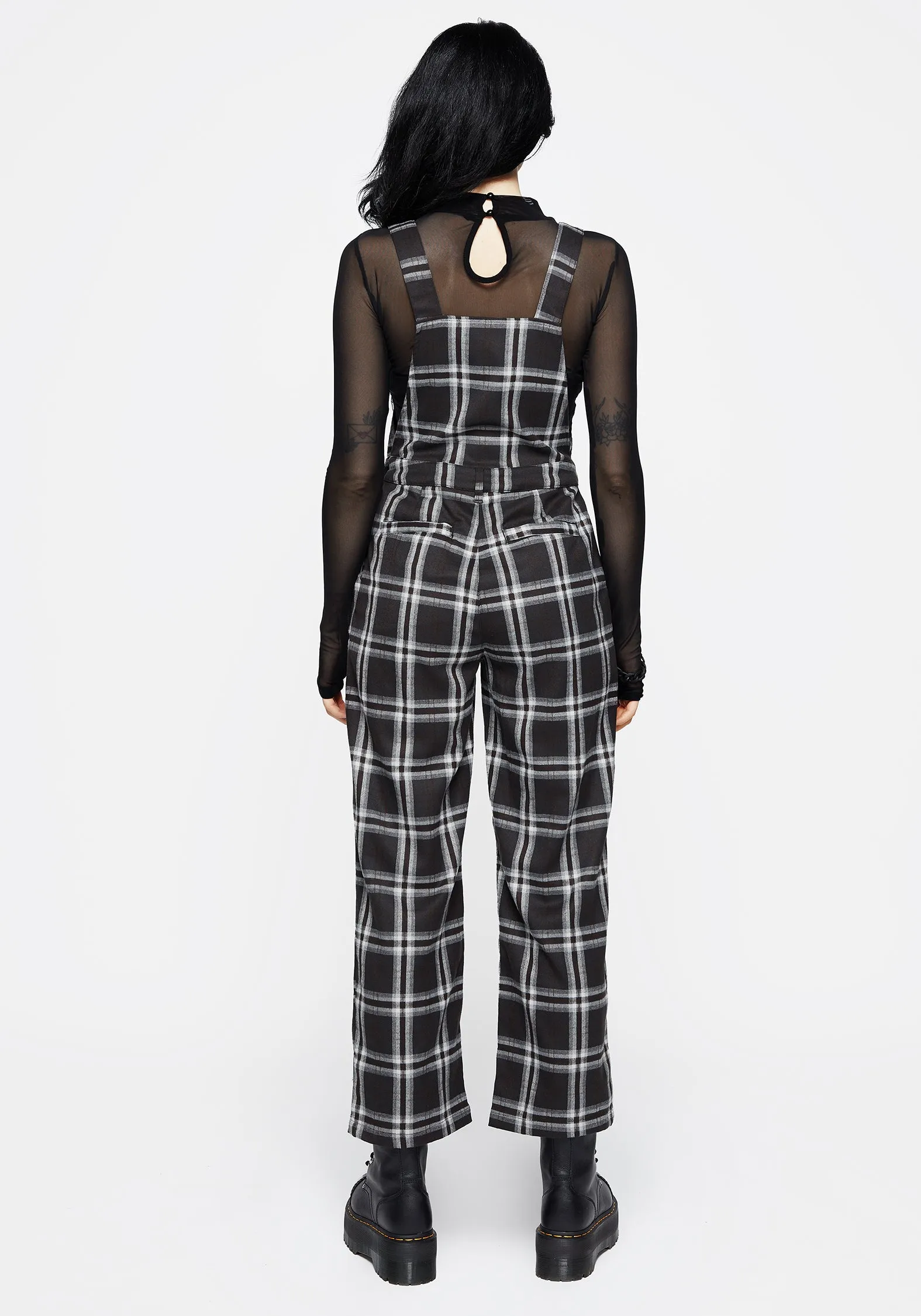 Durable Construction Persimmon Embroidered Check Dungarees