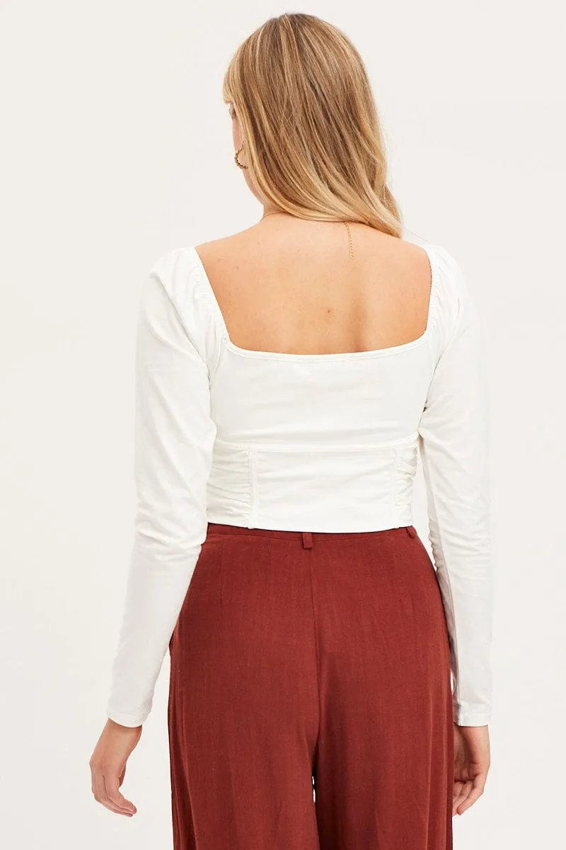 Cool Edge White Crop Top Long Sleeve