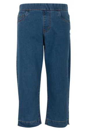 Simple Aesthetic Pull on Mid Calf Jeans | MID INDIGO | 6506A1