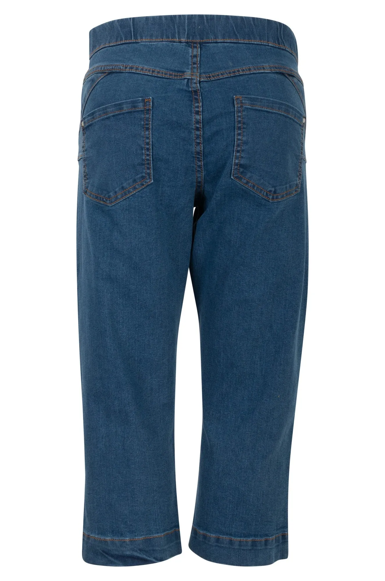 Elegant Urban Explorer Athlete Fit Pull on Mid Calf Jeans | MID INDIGO | 6506A1