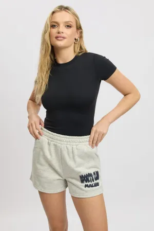Grey Track Shorts High Rise Elastic Waist swim trunks Clean Mood