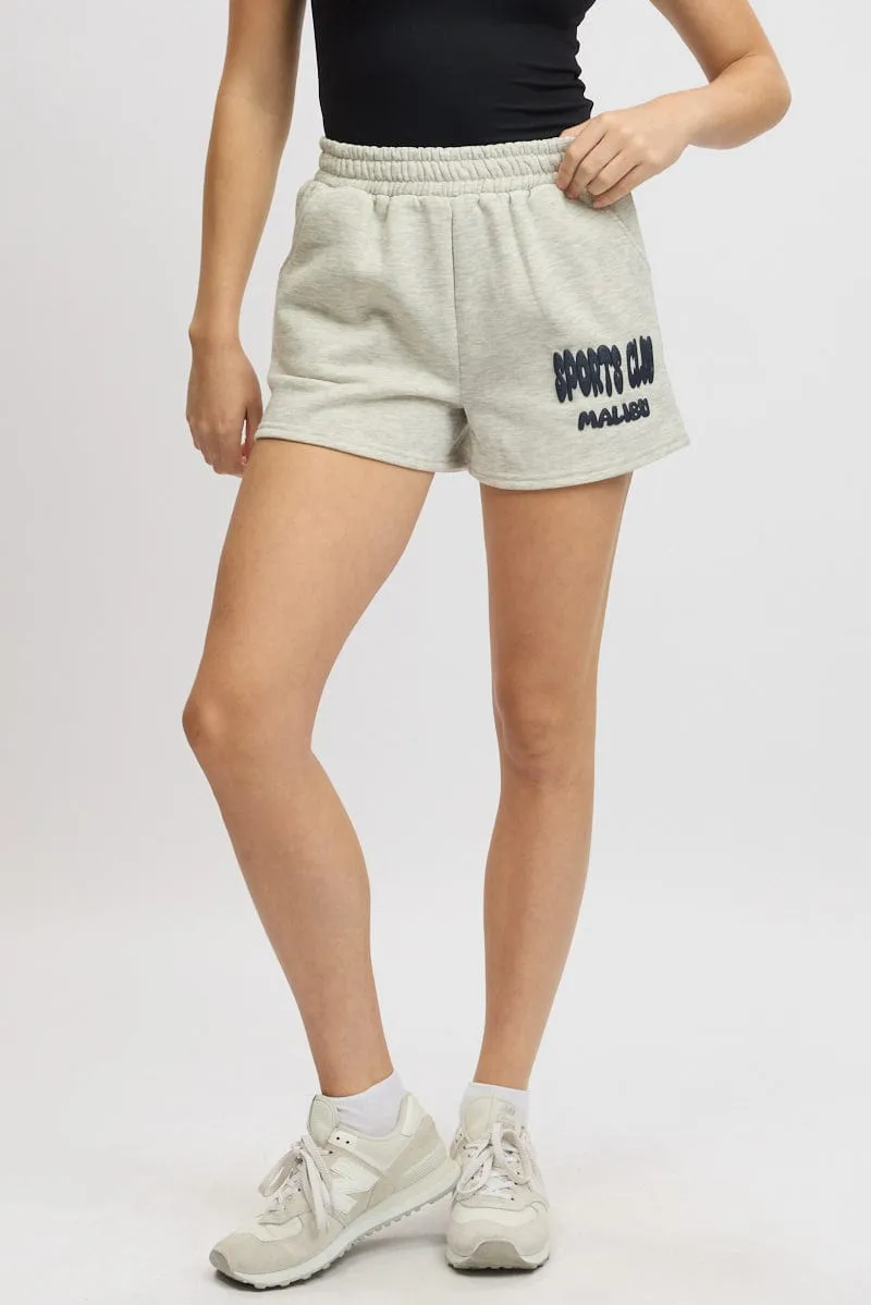 Snag Free Zipper Polyester shorts Grey Track Shorts High Rise Elastic Waist