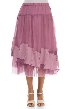 Evening Outing Patch D??cor Mauve Taupe Silk Chiffon Skirt