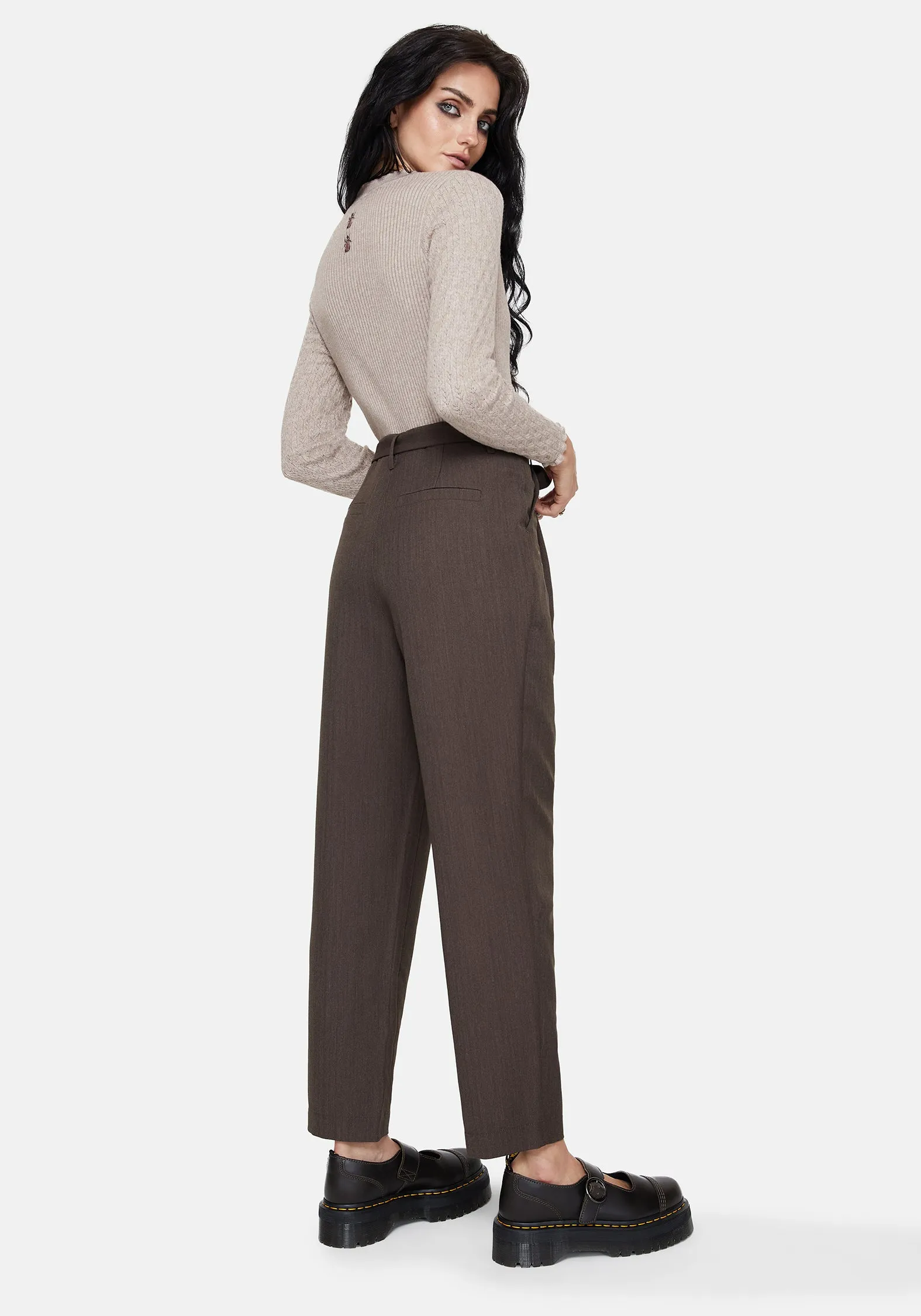 Meliae Moth Embroidered Tapered Trousers Layer Comfort Casual Essentials