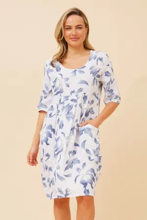 Glitter Fit Car Cool PISA LEAF PRINT LINEN DRESS