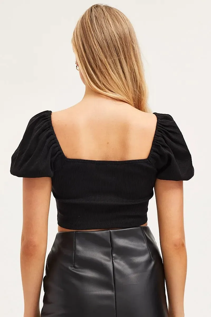 Black Top Short Sleeve Cami VentilatedMesh