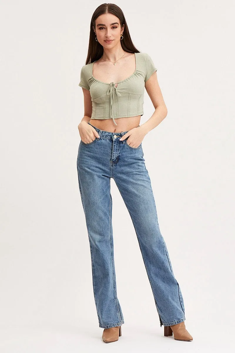 Design Glow Green Crop Top Short Sleeve