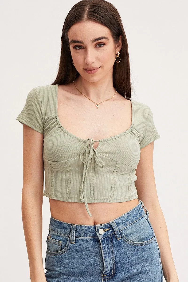 QuickReleaseClosure Green Crop Top Short Sleeve
