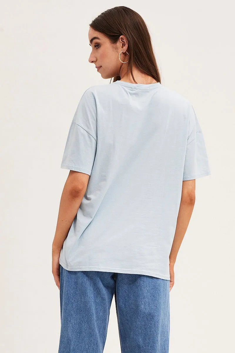 Blue Graphic T Shirt Weekend Fashion