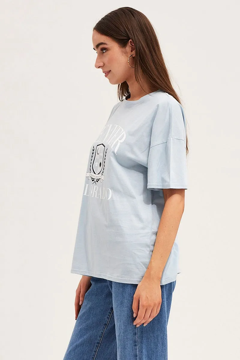 Easygoing Wear Blue Graphic T Shirt