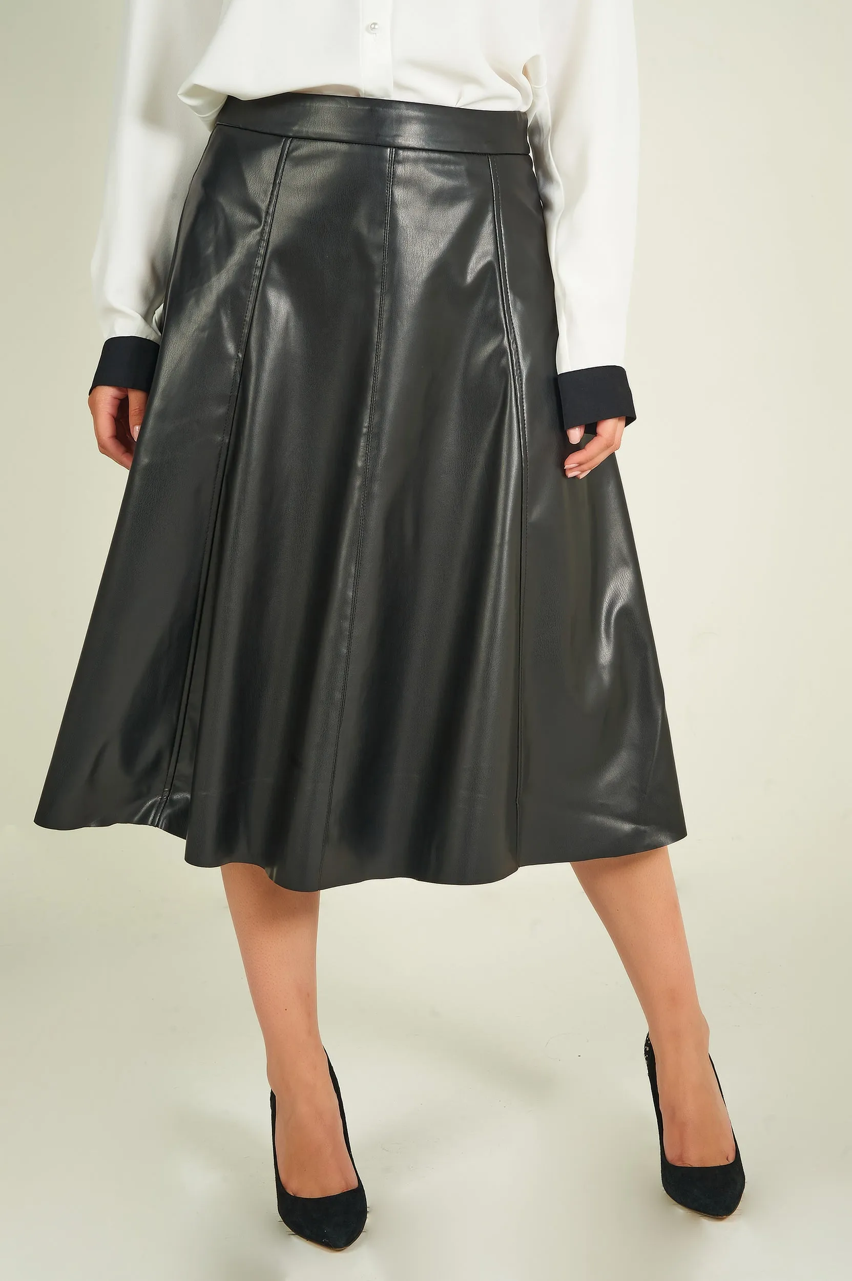 Layer Combo Subtle Finish Jupe midi en faux cuir - 920076-PU050 - (E-A11) - VENTE FINALE