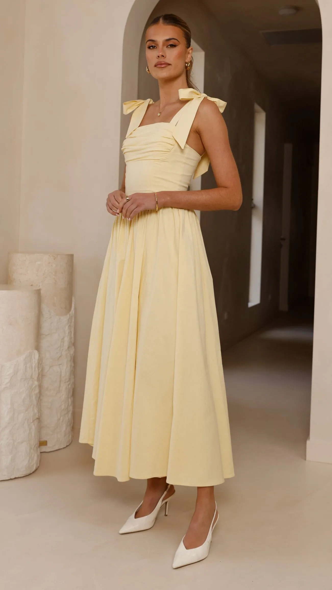 Haisley Maxi Dress - Yellow Stripe Flow