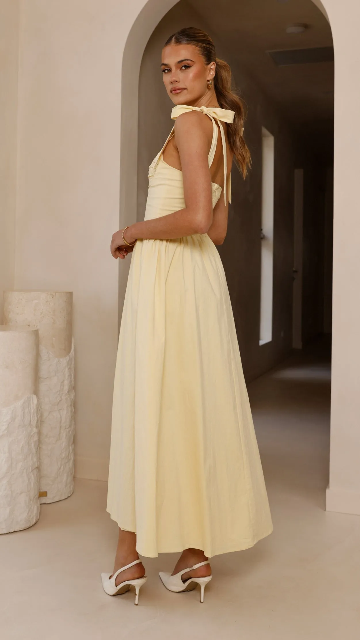 Moon Beam With a flattering shape and versatile design this dress is perfect for all occasions Haisley Maxi Dress - Yellow