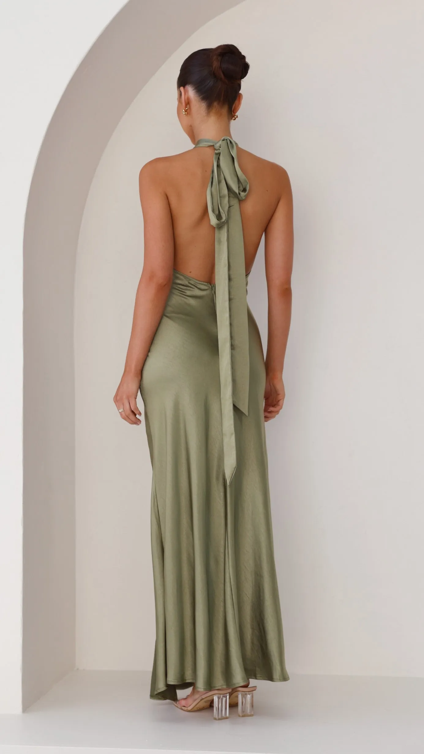 Wool Glow Designed to complement every body shape this dress enhances your natural silhouette Amalia Maxi Dress - Olive