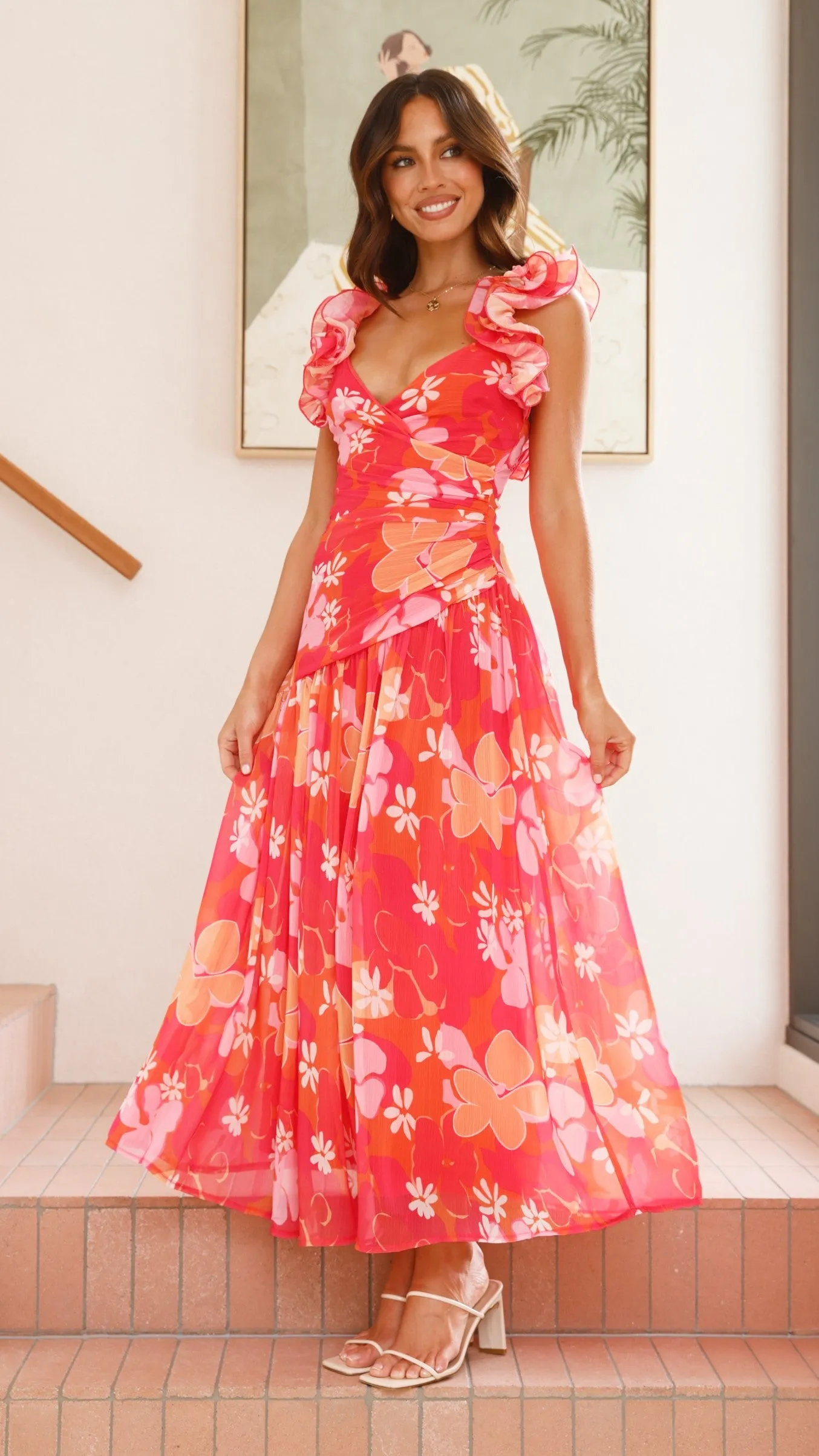 Alma Maxi Dress - Blood Orange Beautiful floor-skimming dress