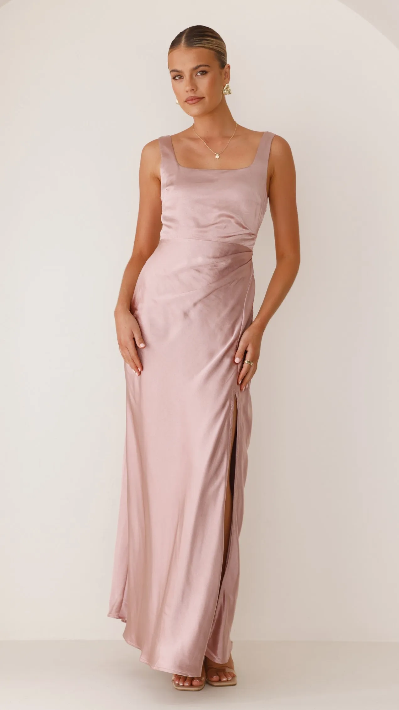Timeless and classic maxi Bronze Tone Alaria Maxi Dress - Dusty Pink