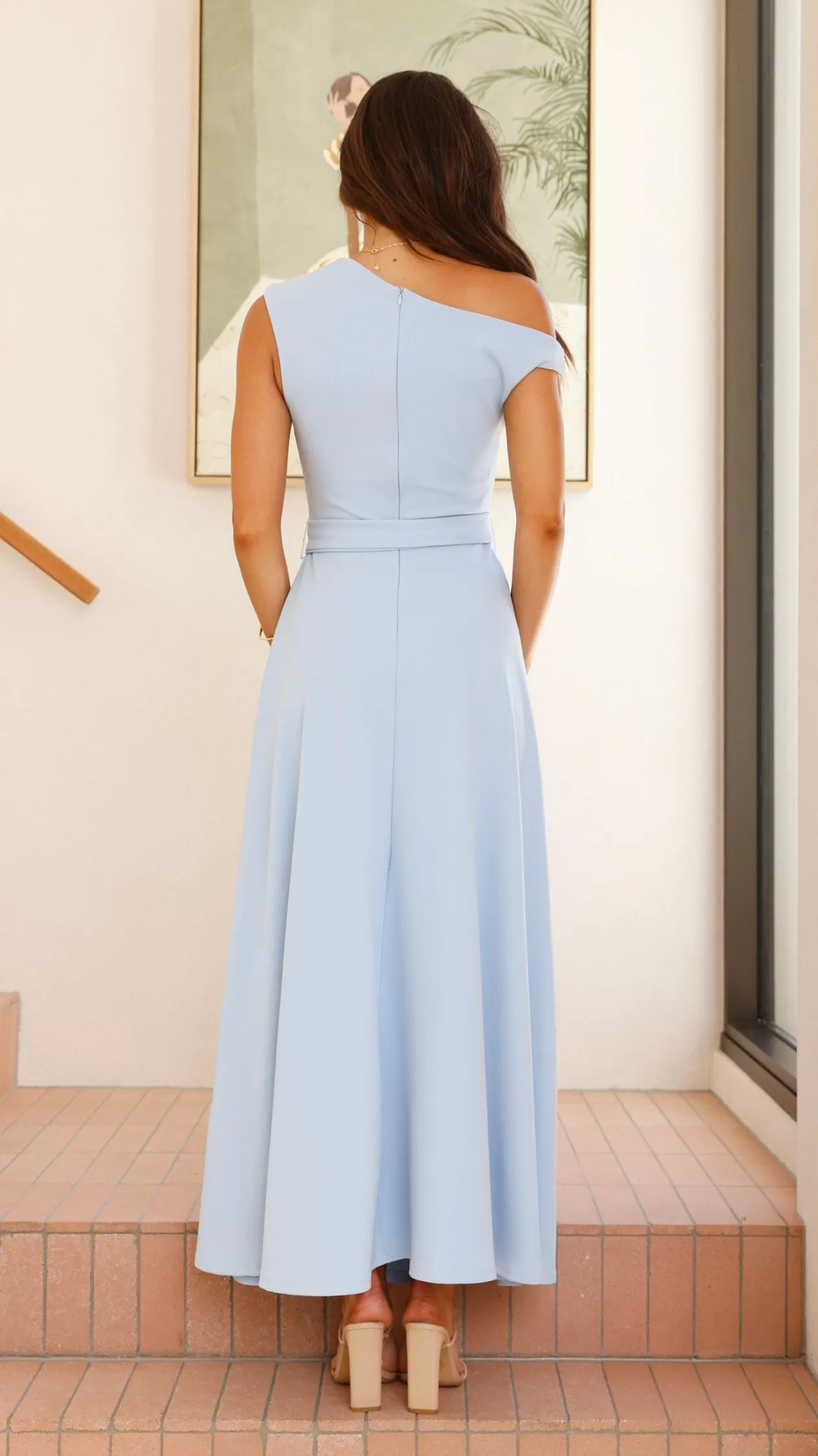 Gemma Maxi Dress - Baby Blue Flow Line Evening Gold
