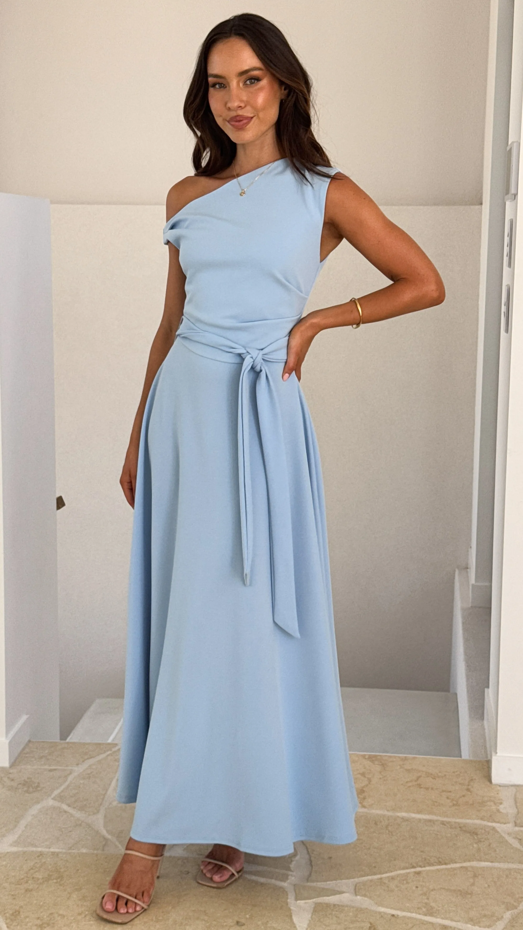 Gemma Maxi Dress - Baby Blue This dress creates a flattering silhouette while remaining breathable and comfortable Golden Sand