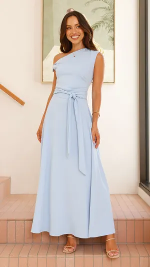 This dress works effortlessly for a variety of events providing both comfort and style Rose Glow Gemma Maxi Dress - Baby Blue