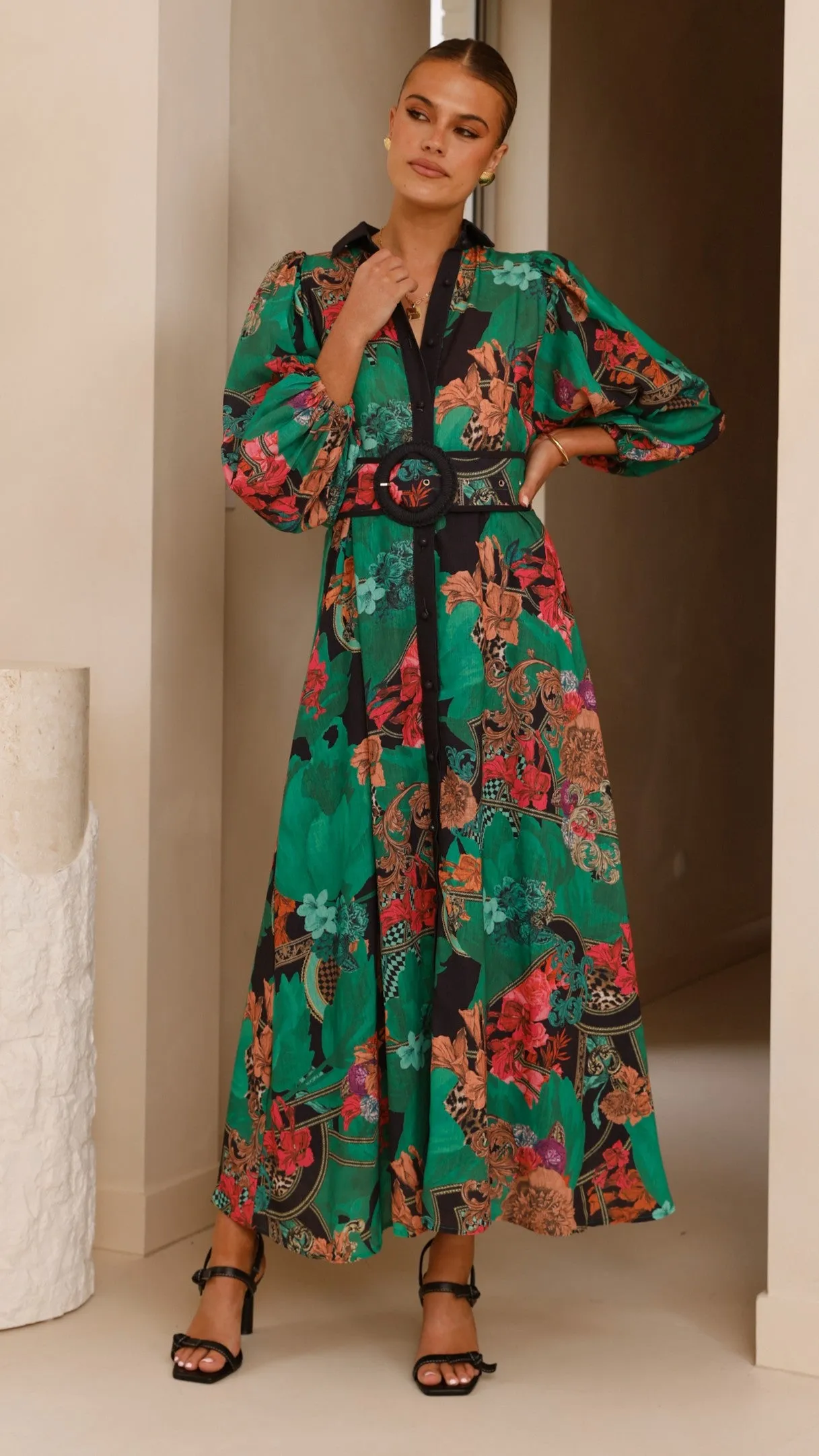Lucinda Maxi Dress - Green Tropical Air Boho Spirit
