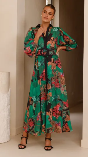 Lucinda Maxi Dress - Green Tropical Air Boho Spirit