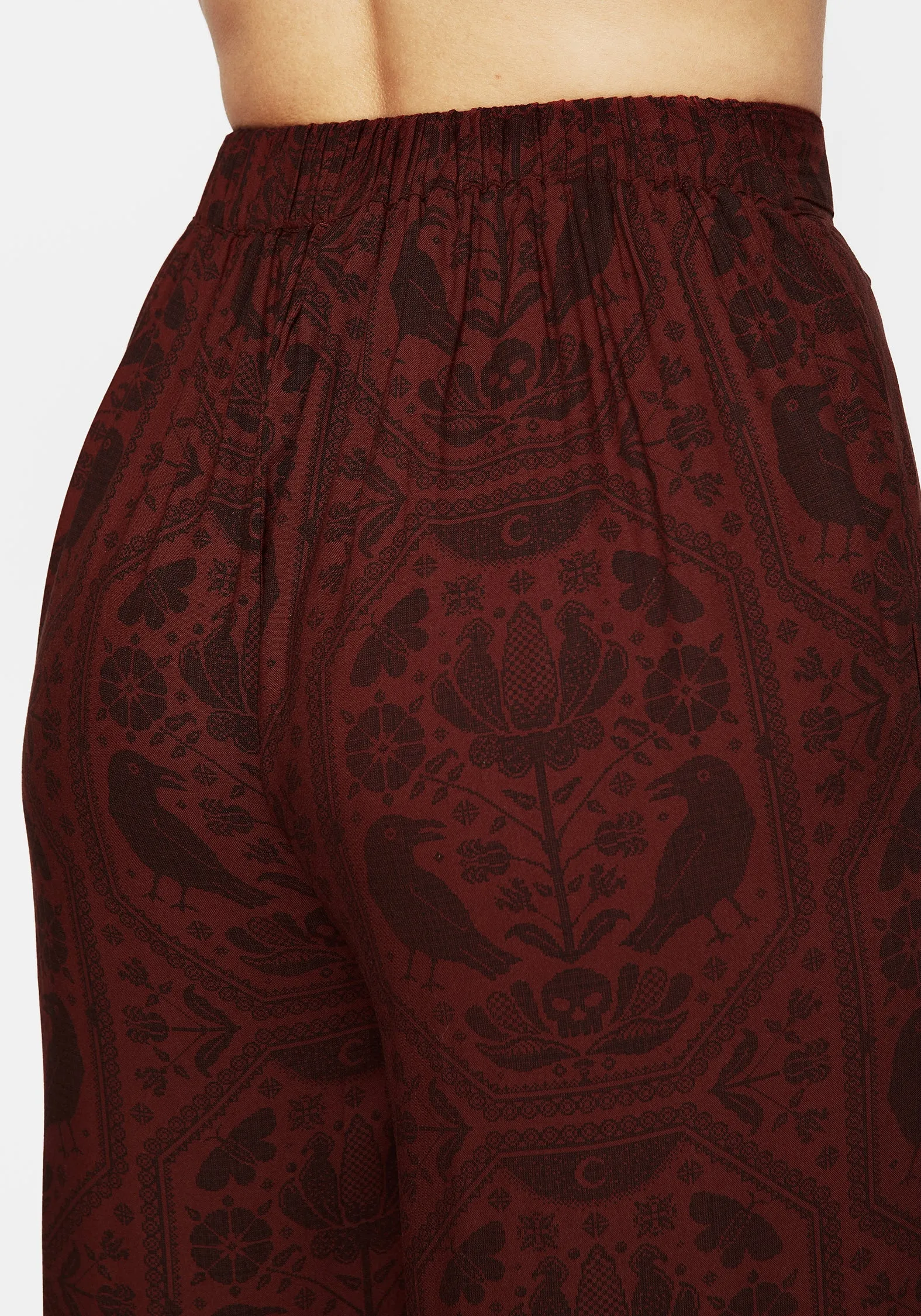 Annabel Tie Waist Wide Leg Culotte Trousers - Rust Casual Comfort Wear MoistureWicking