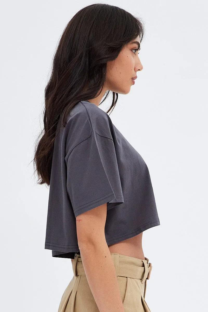 Unisex Black Crop T Shirt Hot Mess Graphic Tee