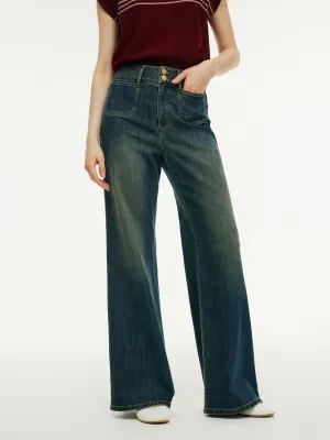 Denim High-Waisted Women Flared Jeans Travel Light Cool And Clean