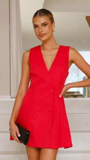 Hani Mini Dress - Red Vibrant Look