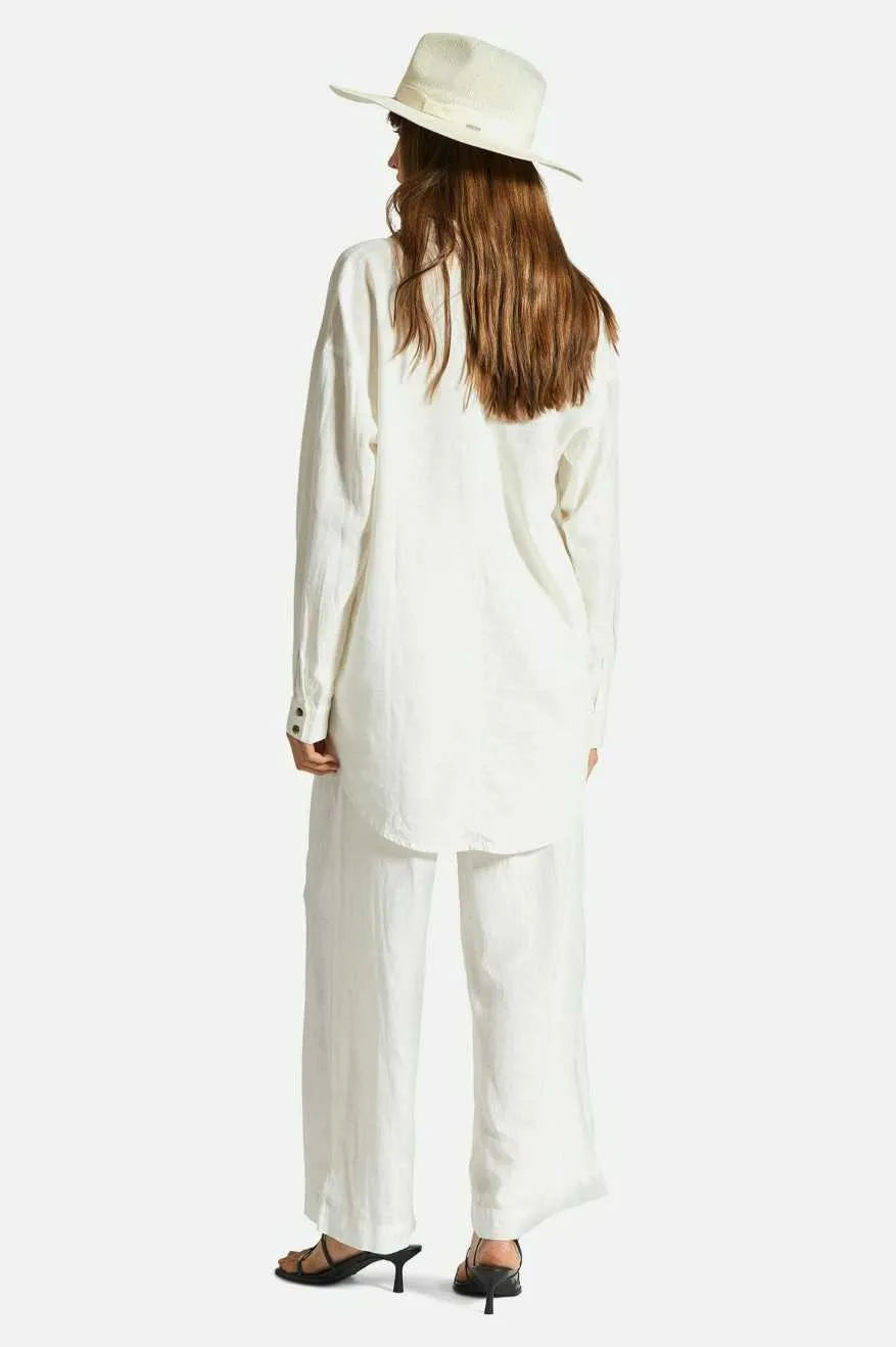 Comfort and style Vintage Linen Blend Wide Leg Pant - Off White