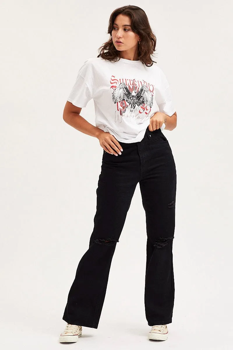 Fun Style Fashion and Comfort White Graphic T-Shirt Short Sleeve