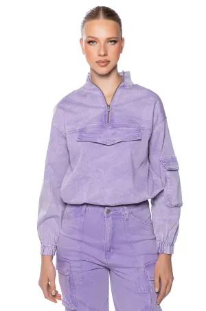 LAVENDAR DREAMS COLLARED OVERSIZED SWEATSHIRT Sporty essentials
