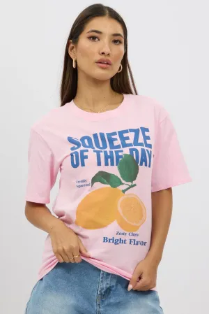 Pink Graphic Tee Short Sleeve Durable Colorfast Finish Lightweight Layer