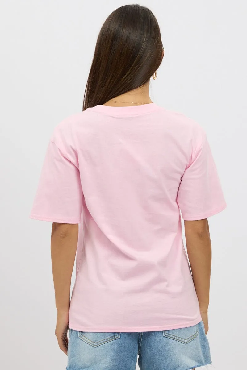 Cozy Vibes Pink Graphic Tee Short Sleeve