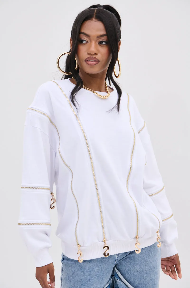 SABRINA ALL OVER ZIPPER SWEATSHIRT Effortless Style