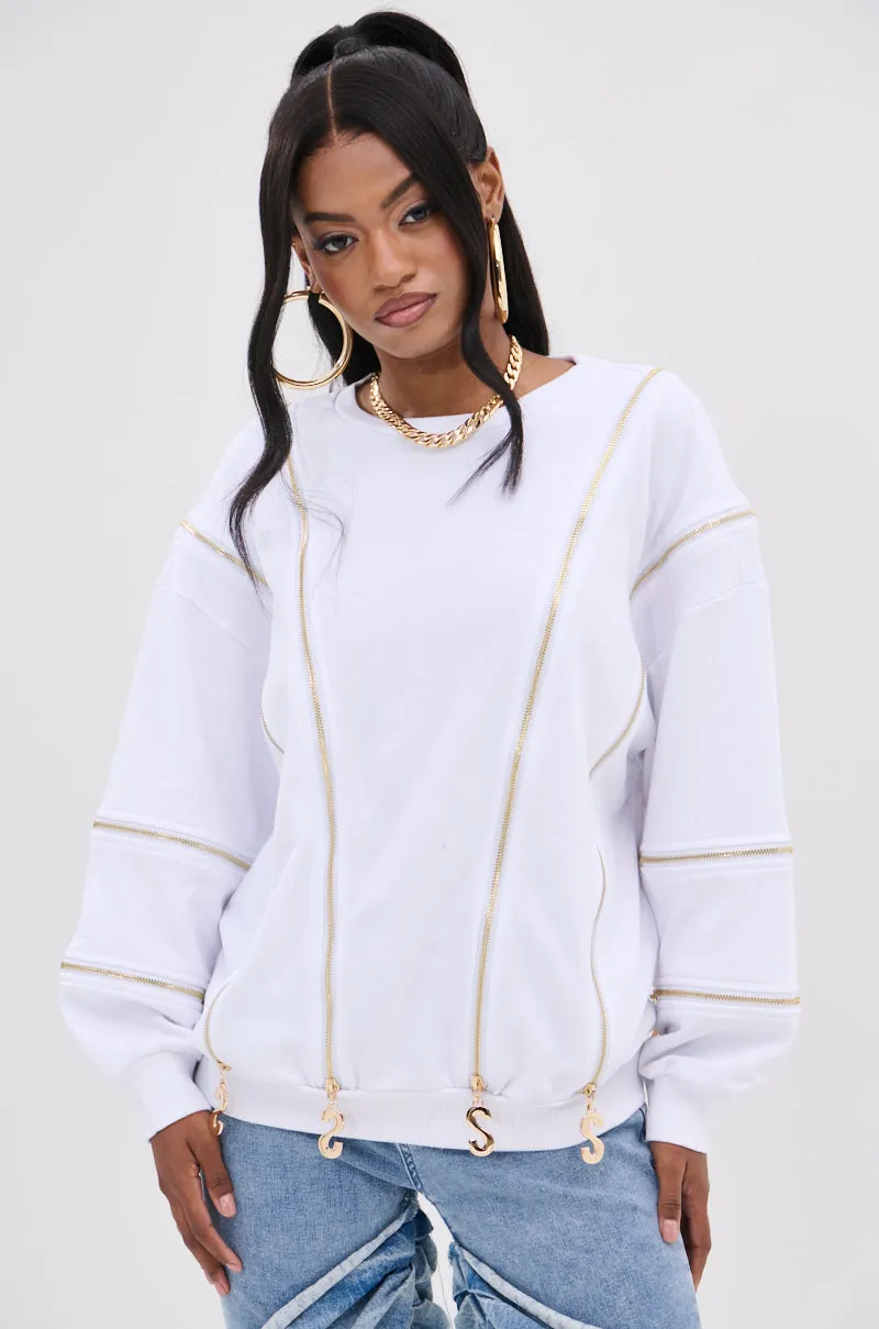 Comfy Comfort Gym Wear SABRINA ALL OVER ZIPPER SWEATSHIRT