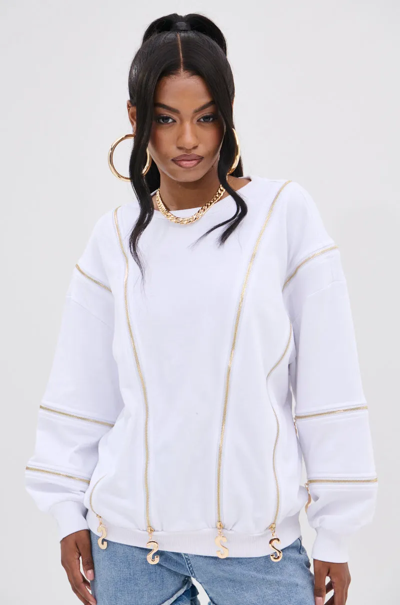 Streetwear Basics SABRINA ALL OVER ZIPPER SWEATSHIRT