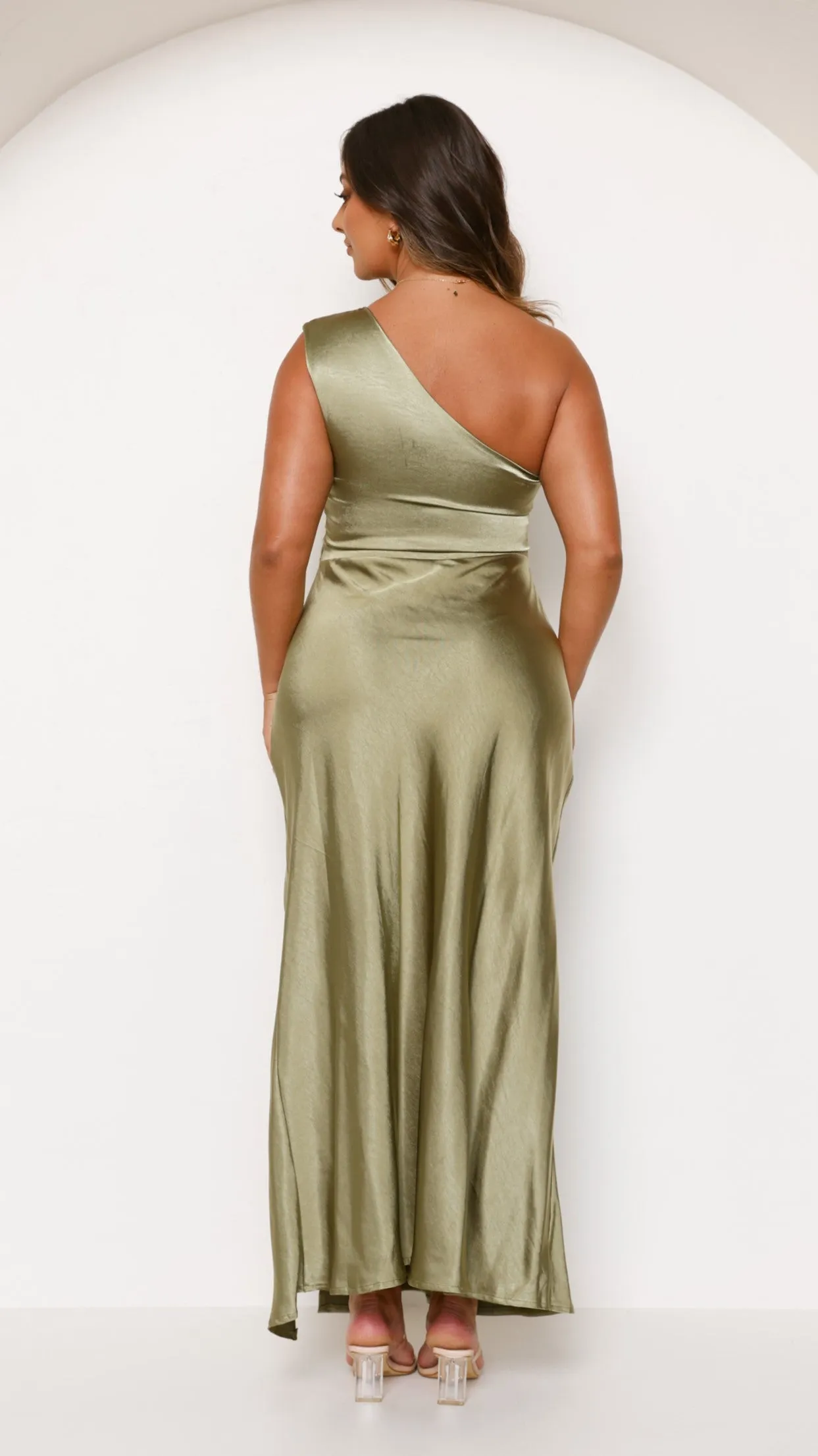 Victoria Maxi Dress - Olive Chrome Glow