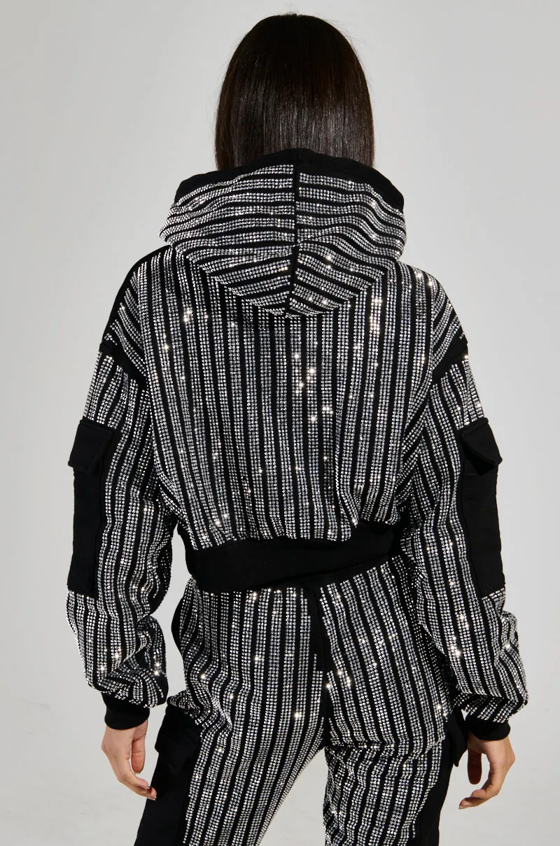 Cozy Comfort MELINA EMBELLISHED HOODED SWEATSHIRT