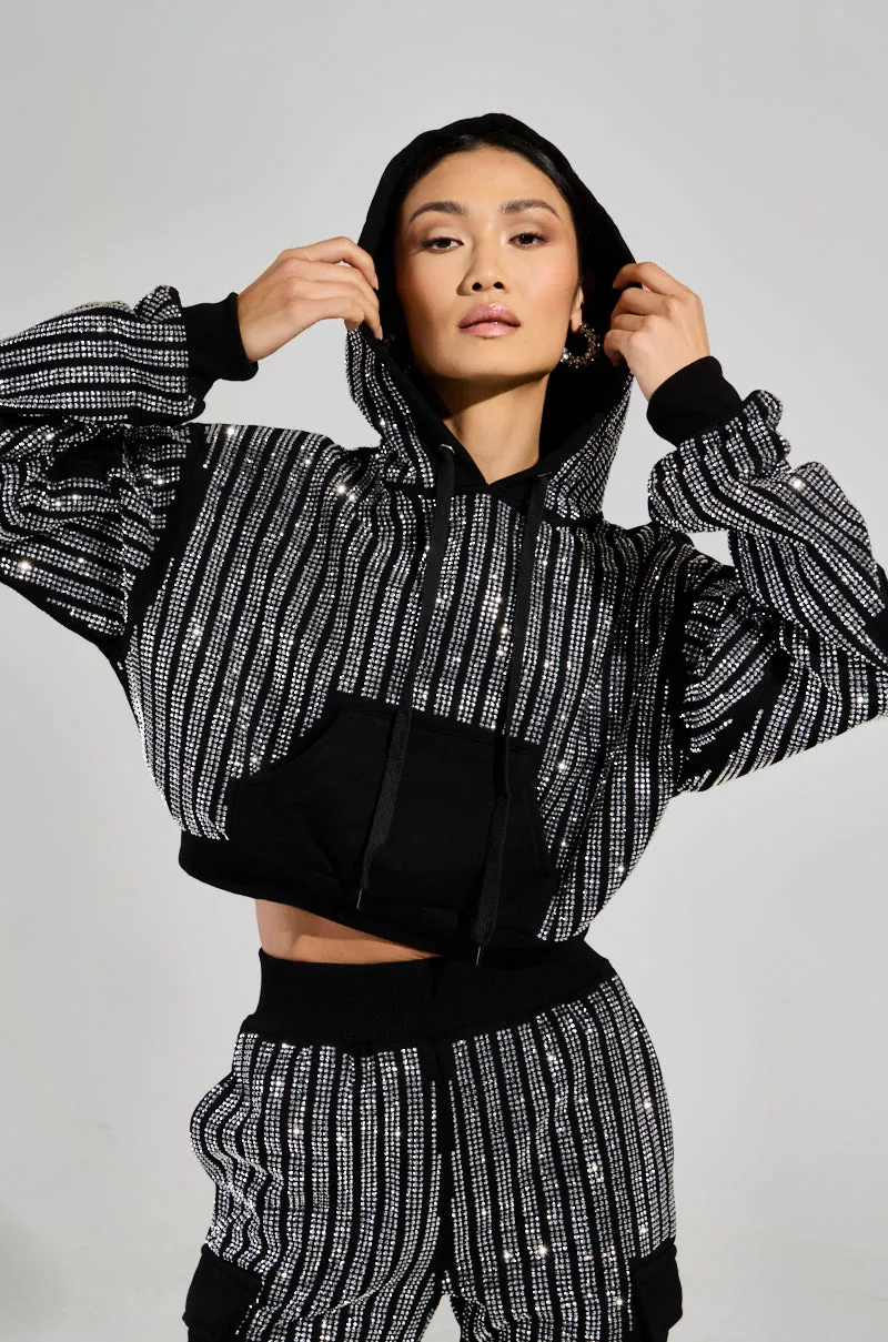 Gym Essential MELINA EMBELLISHED HOODED SWEATSHIRT