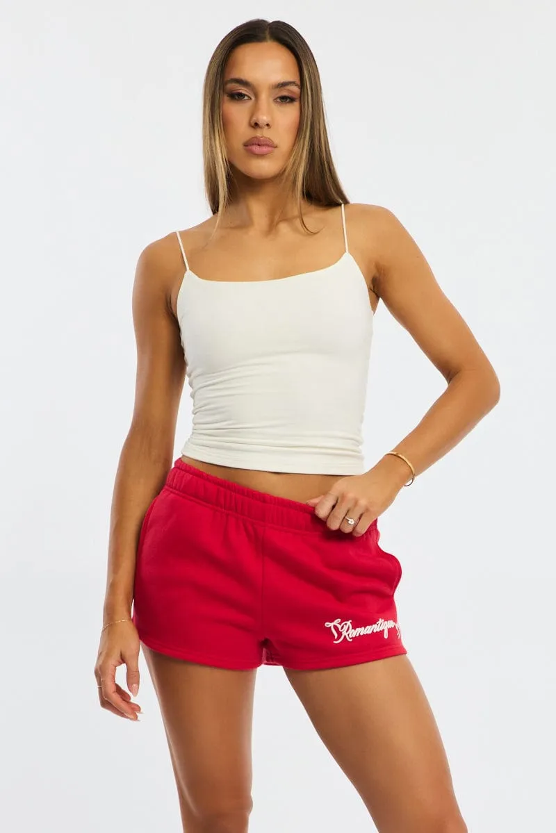 Red Track Short Elasticated Waist Abrasion Proof Fabric camisole