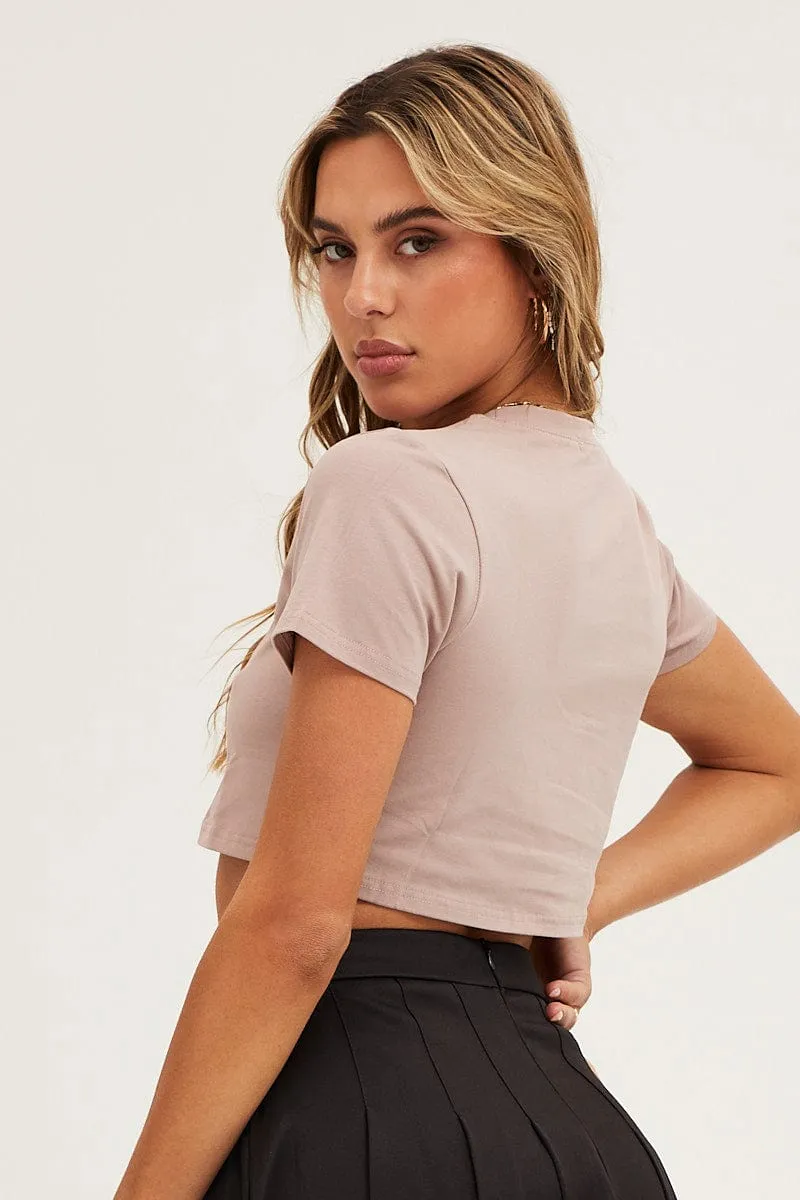 Brown Smock Top Garment Washed Texture