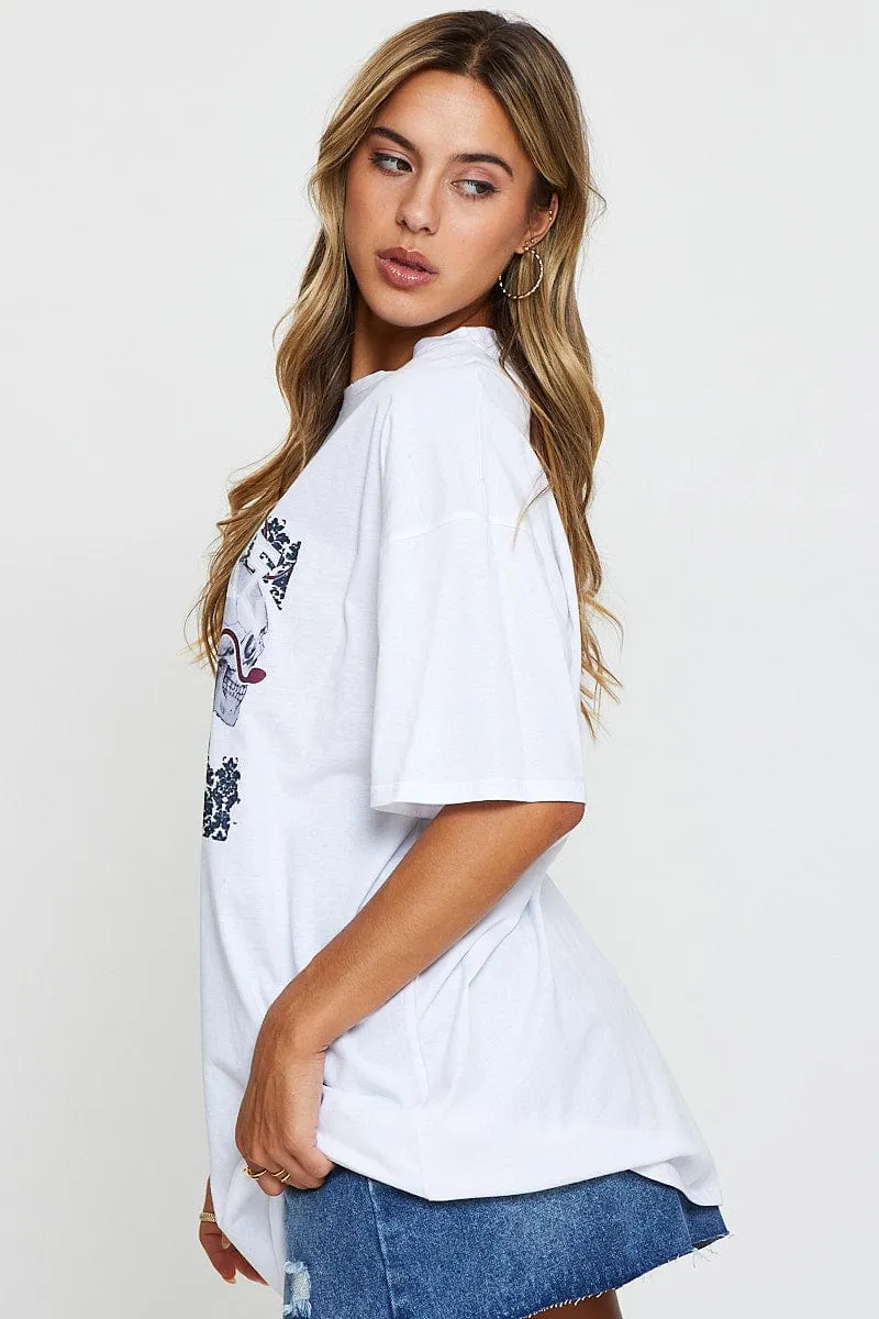 White Graphic T-Shirt Short Sleeve UVProtectionFinish