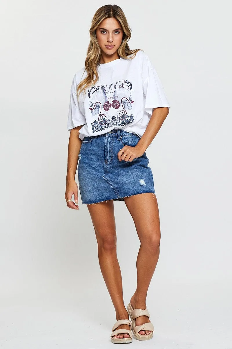 Spring Wear White Graphic T-Shirt Short Sleeve