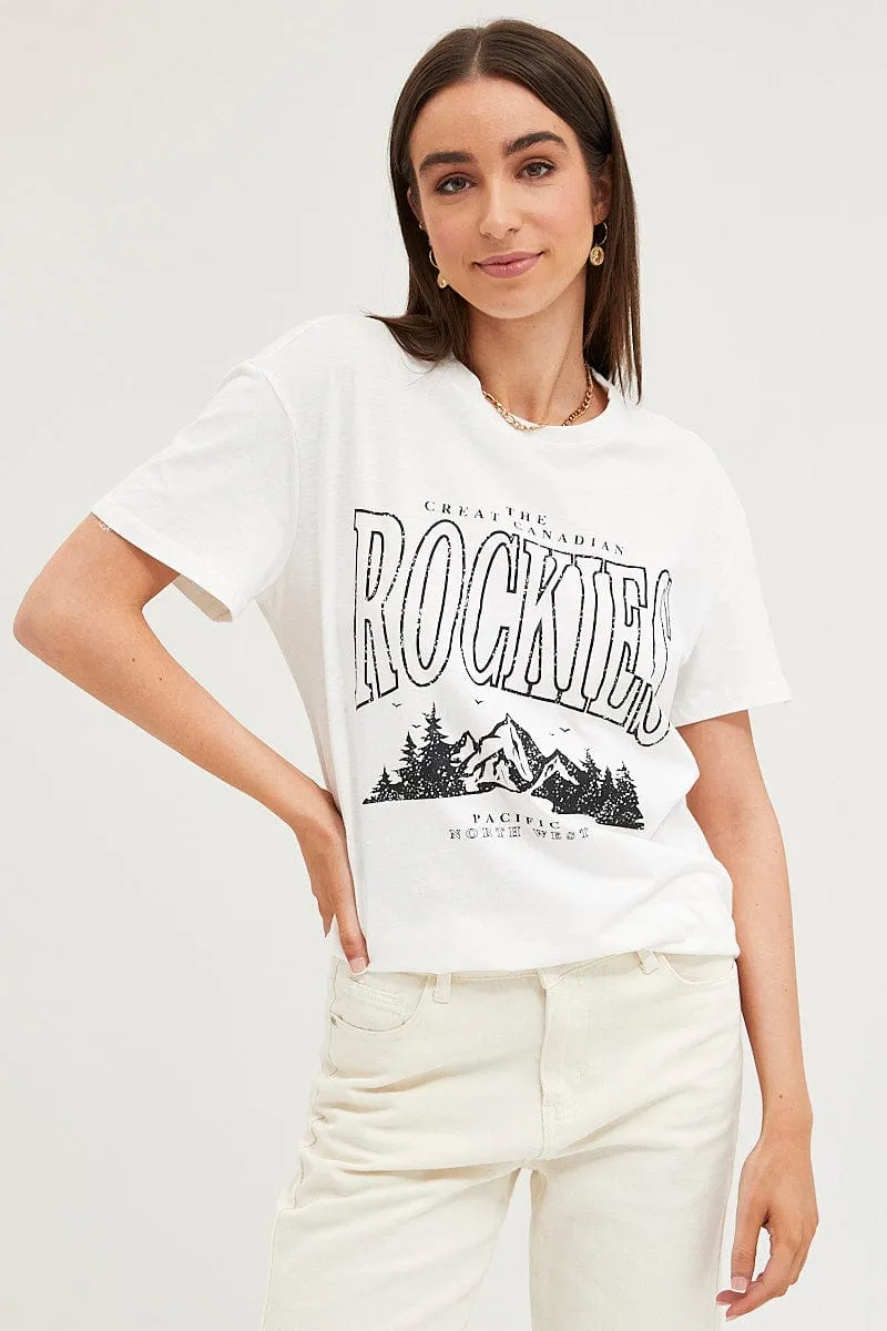 Prom White Graphic T-Shirt Short Sleeve