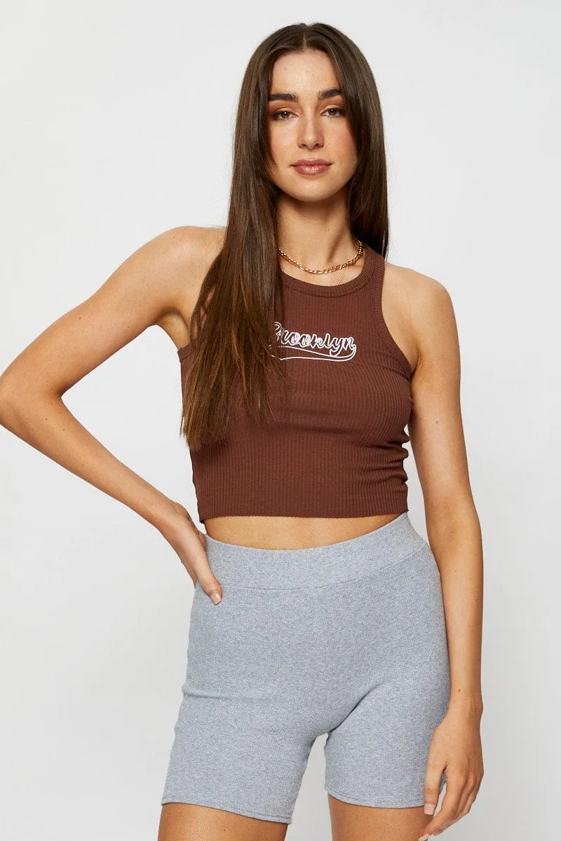Gentle Glow Brown Singlet Top