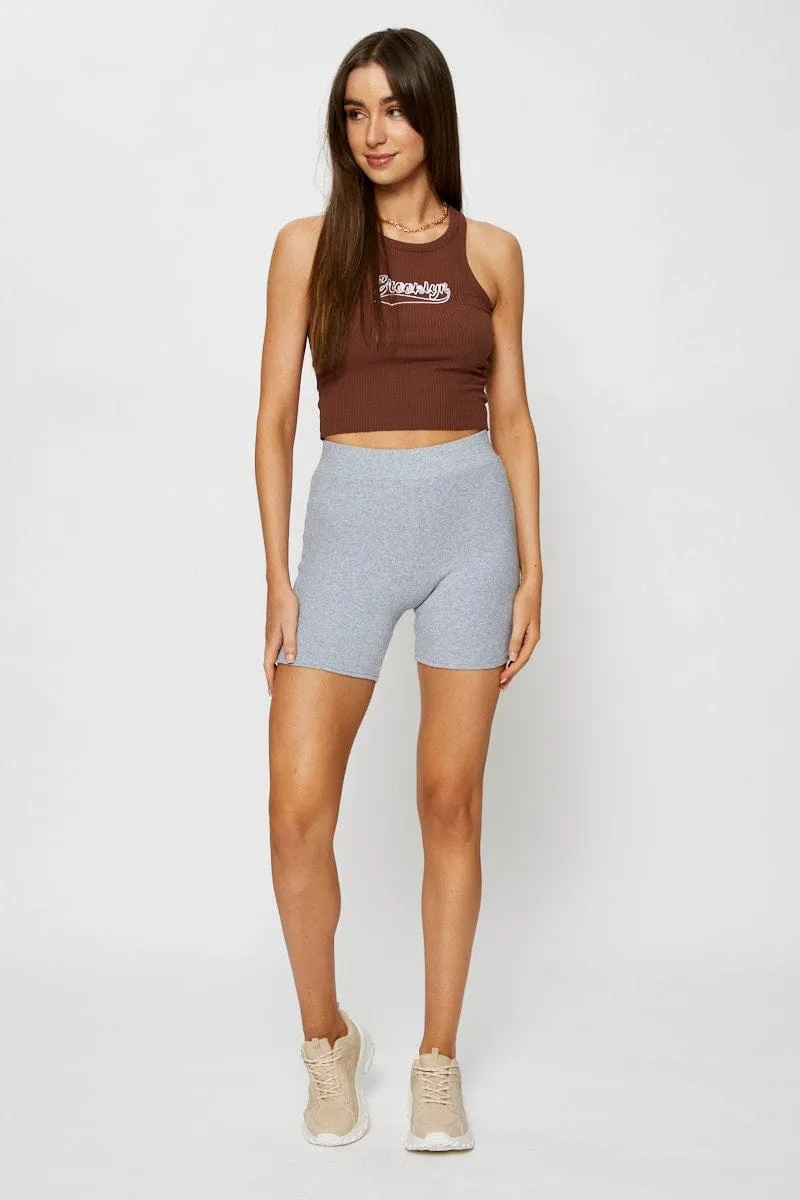 Brown Singlet Top New Day Stretch Fit