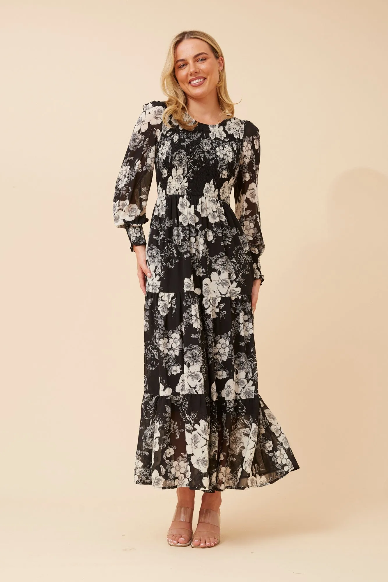 Dense Fit SHERRY FLORAL MAXI DRESS Tagless Label Design
