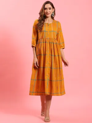 SoftTouch Quiet Charm Women Orange Aztech Printed Dress
